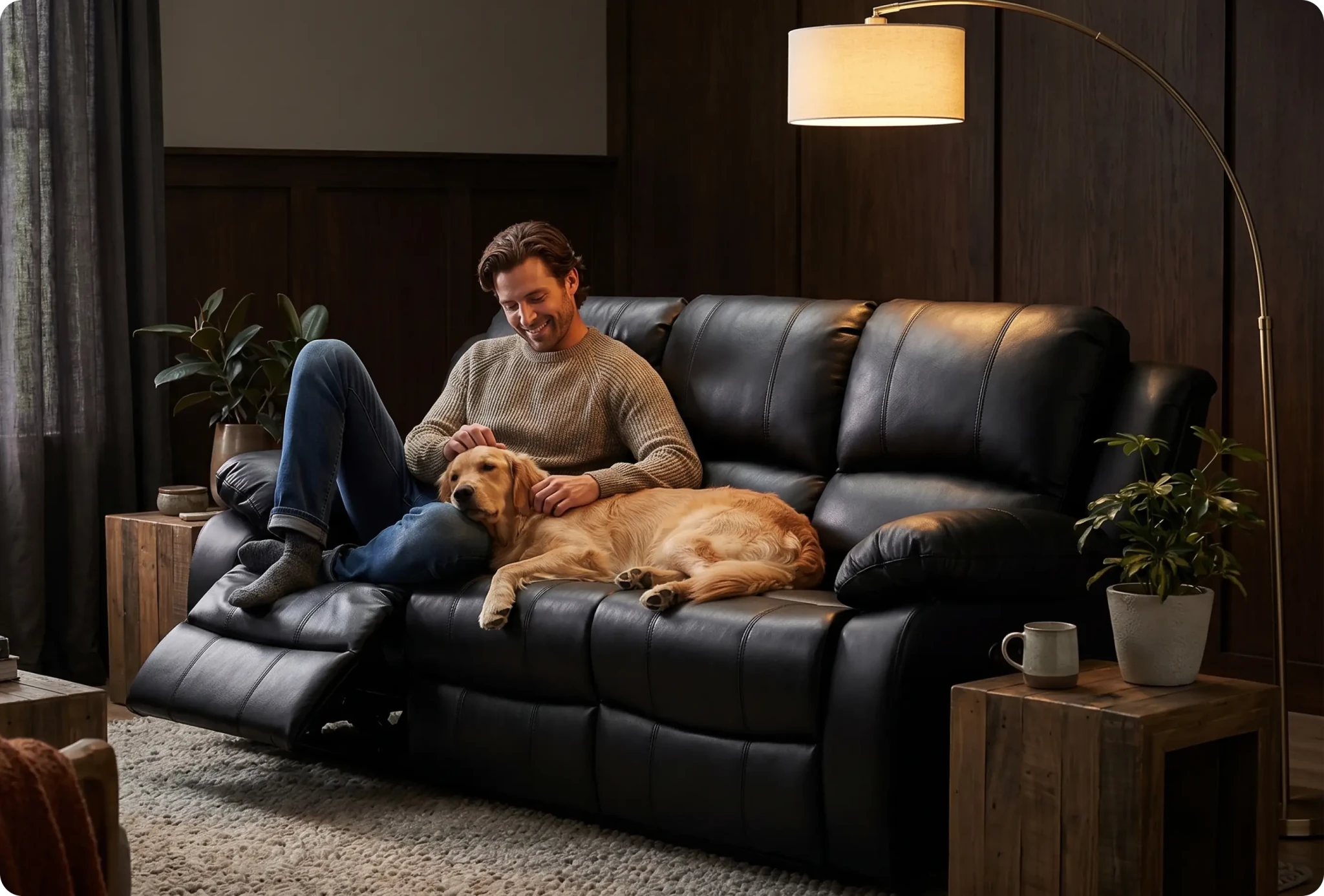 York Black Leather Electric Recliner 3 Seater Sofa - Sofa-Direct