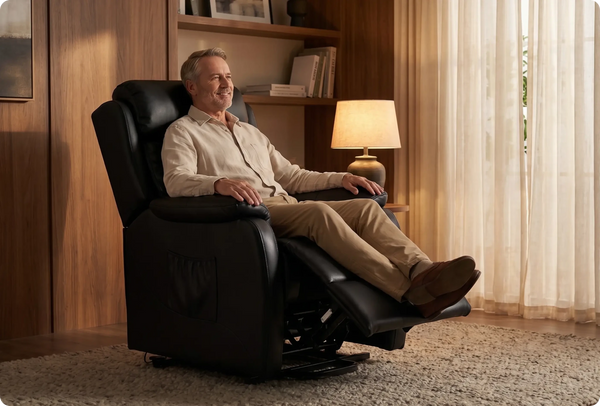 Oliver Genuine Leather Black Rise & Recline Mobility Chair