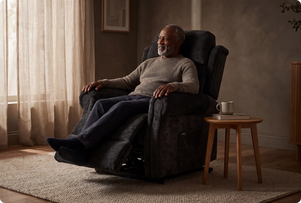Derby Black Fabric Rise & Recline Mobility Chair