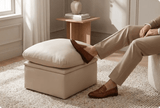 Florence Cream Leather Footstool