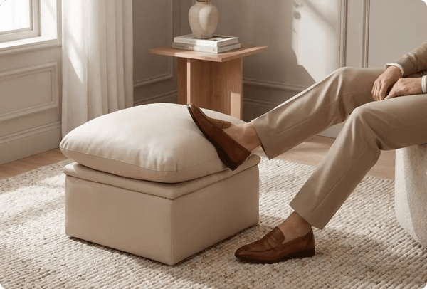 Florence Cream Leather Footstool