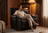 Dalmore Genuine Leather Black Armchair
