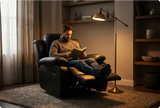 York Black Leather Manual Recliner Armchair