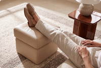 Veloura Cream Leather Footstool