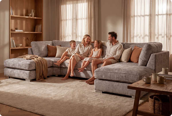 Westminster Silver Alaska Fabric U Shape High Back Corner Sofa
