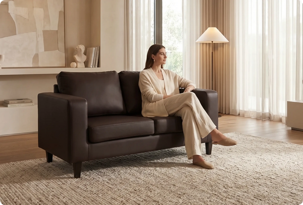 Nova Brown Leather 2 Seater Sofa