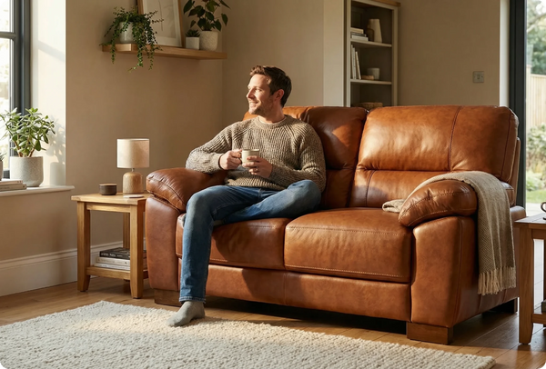 Dalmore Genuine Leather Tan 2 Seater Sofa