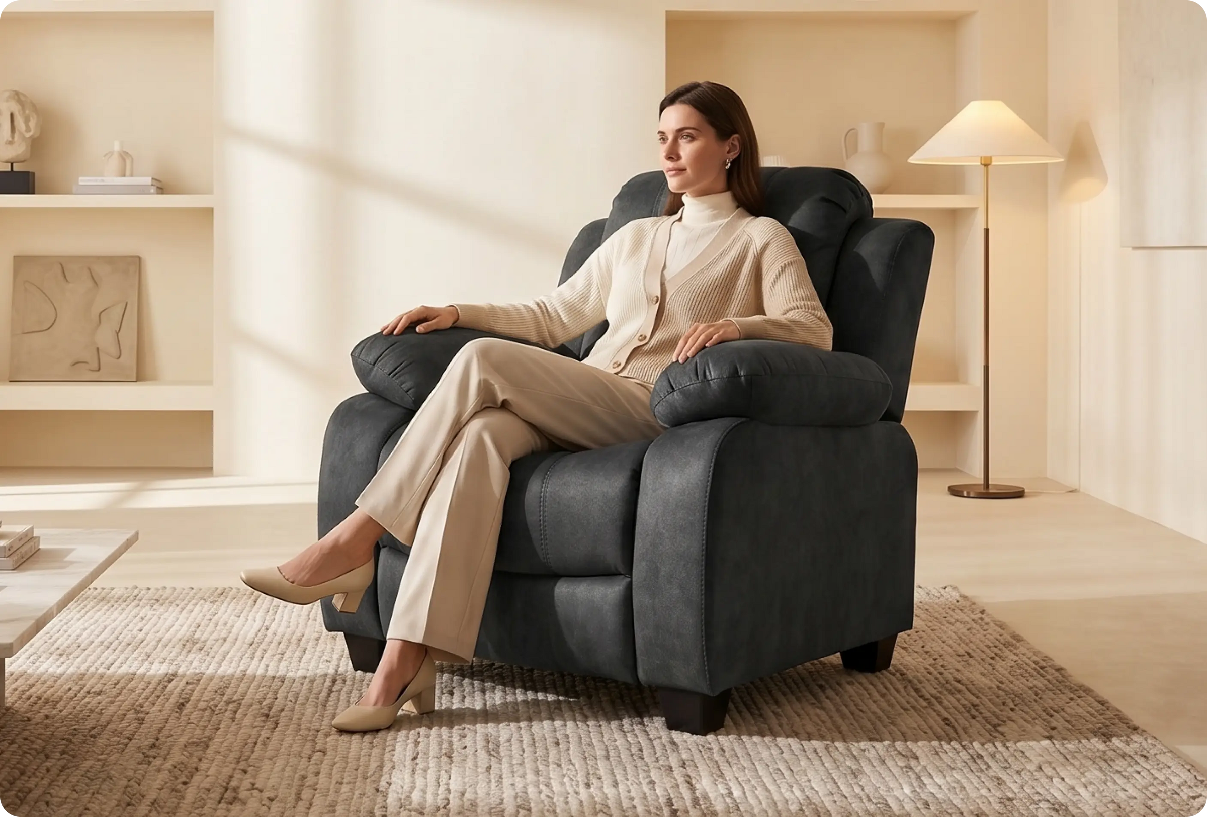 Veloura Charcoal Fabric Armchair