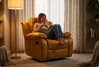 York Leather Mustard Manual Recliner Armchair