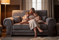 Florence High Back Grey Fabric 2 Seater Sofa