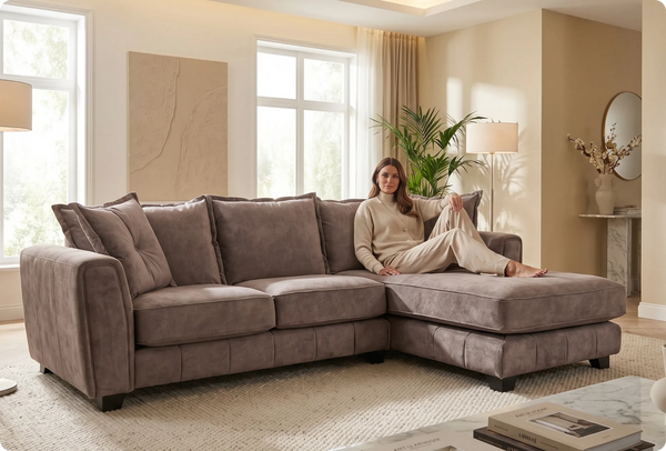 Richmond Right Hand Fabric Corner Chaise - Chocolate