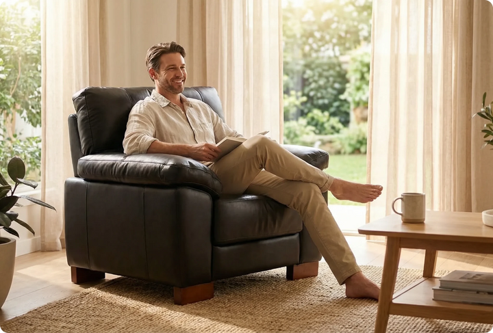 Dalmore Genuine Leather Black Armchair