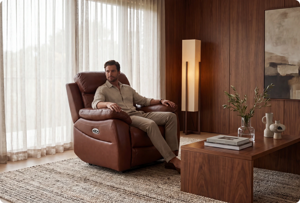 Torino Genuine Leather Tan Electric Power Recliner Armchair