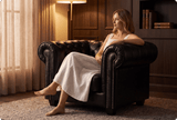 Chesterfield Black Leather Antique Armchair