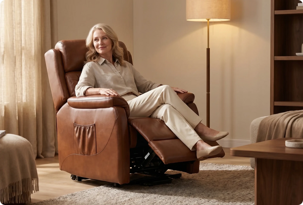 Oliver Genuine Leather Tan Rise & Recline Mobility Chair