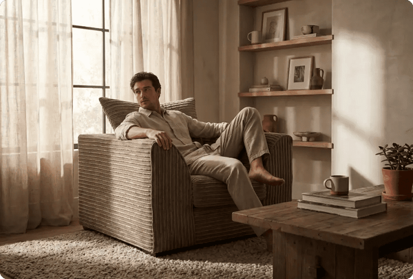 Oxford Caramel Fabric Armchair