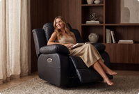 York Black Leather Electric Recliner Armchair