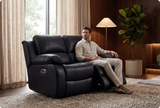 York Black Leather Electric Recliner 2 Seater Sofa