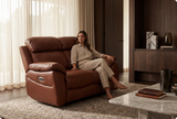 Torino Genuine Leather Tan  Electric Power Recliner 2 Seater Sofa