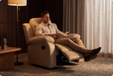 York Cream Leather Manual Recliner Armchair