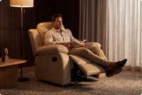 York Cream Leather Manual Recliner Armchair