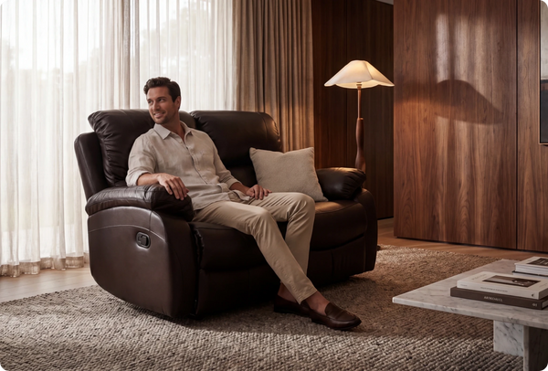 Serano Brown Leather Manual Recliner 2 Seater Sofa