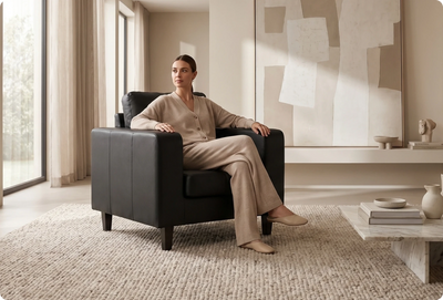Nova Black  Leather Armchair