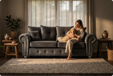 Haven Grey Fabric Velvet 3 Seater Sofa - Sofa-Direct