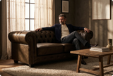 Chesterfield Brown Leather Antique 3 Seater Sofa - Sofa-Direct