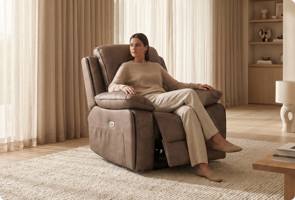 Chelsea Brown Suede Fabric Electric Recliner Armchair
