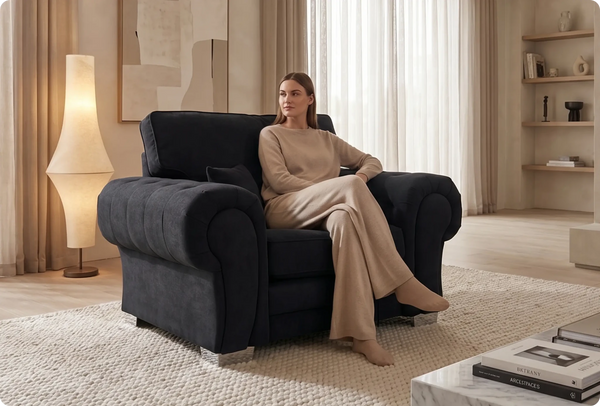 Florence High Back Black Fabric Armchair