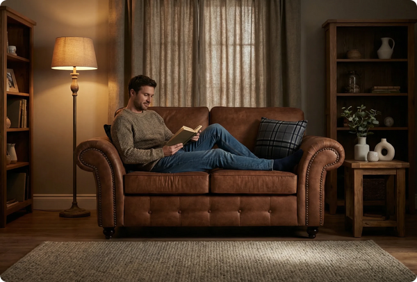 Savile Tan Suede 2 Seater Sofa