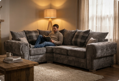 Florence Scatter Grey Fabric Left Corner Sofa