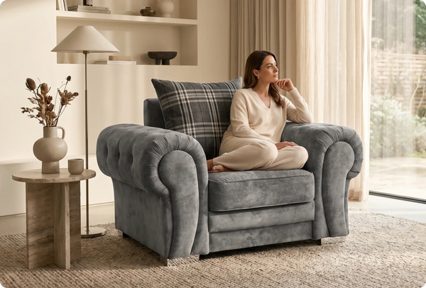 Florence Scatter Grey Fabric Armchair