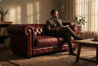 Chesterfield Red Leather Antique 2 Seater Sofa - Sofa-Direct