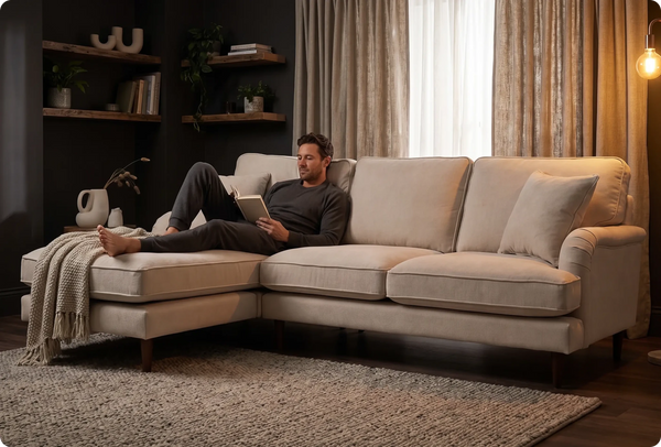 Durham Beige Fabric Left Hand Corner Sofa