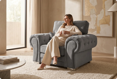 Florence High Back Grey Fabric Armchair