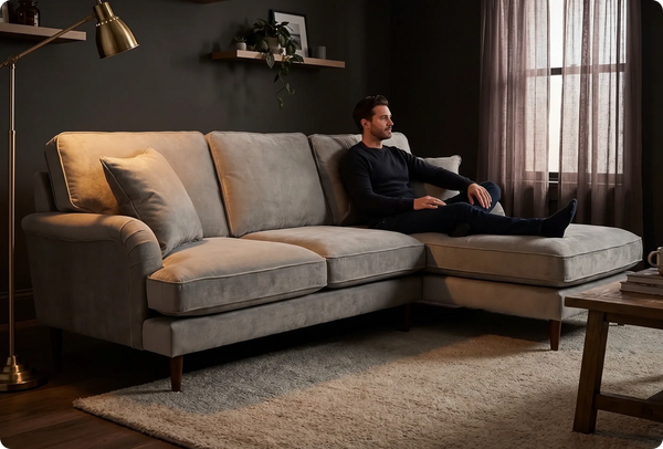 Durham Silver Fabric Right Hand Corner Sofa