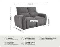 Manchester Charcoal Fabric Recliner 2 Seater Sofa