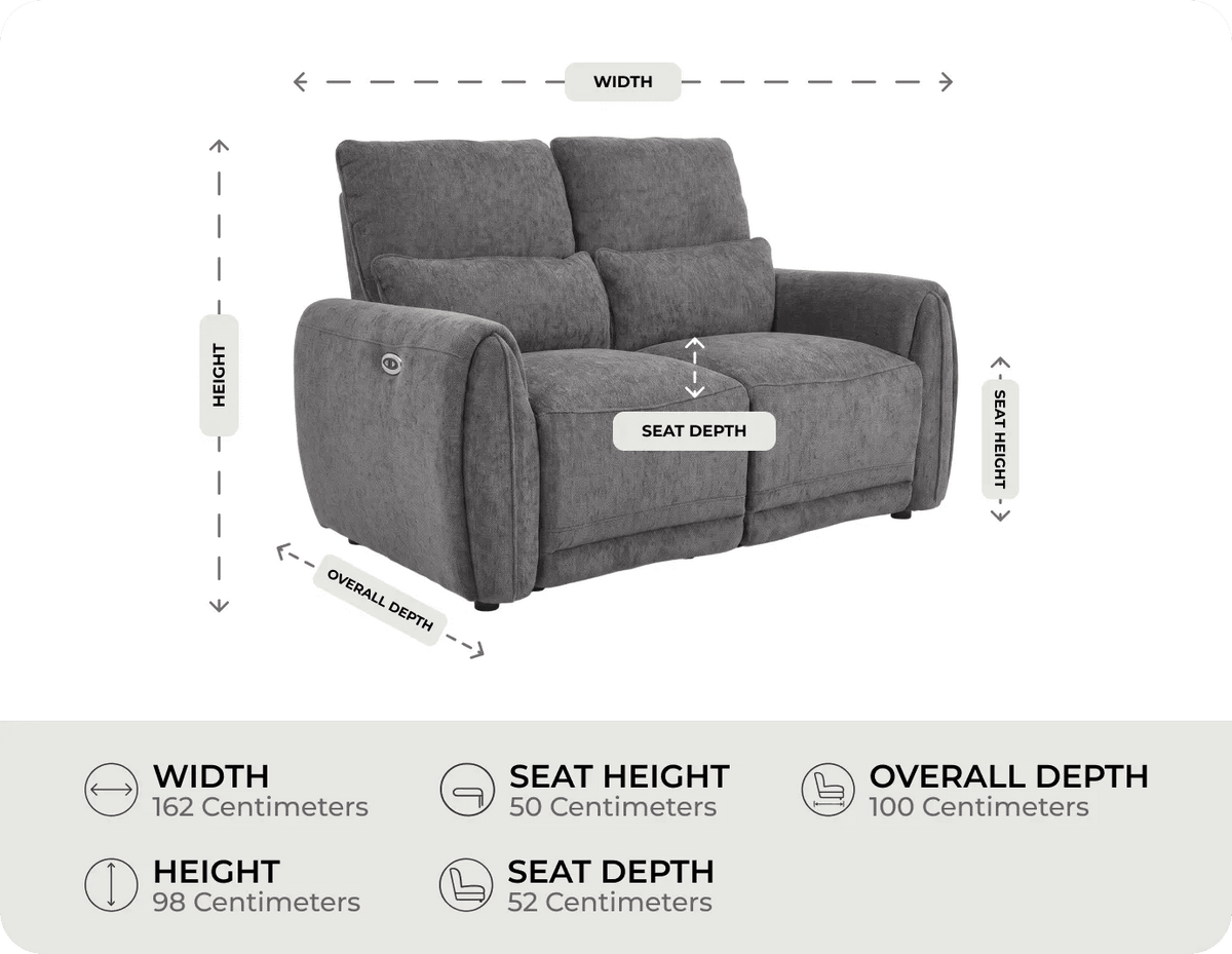 Manchester Charcoal Fabric Recliner 2 Seater Sofa