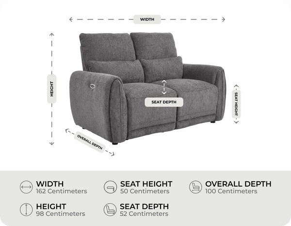 Manchester Charcoal Fabric Recliner 2 Seater Sofa