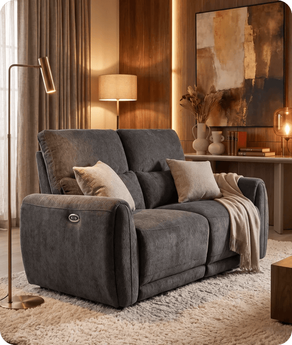 Manchester Charcoal Fabric Electric Recliner
