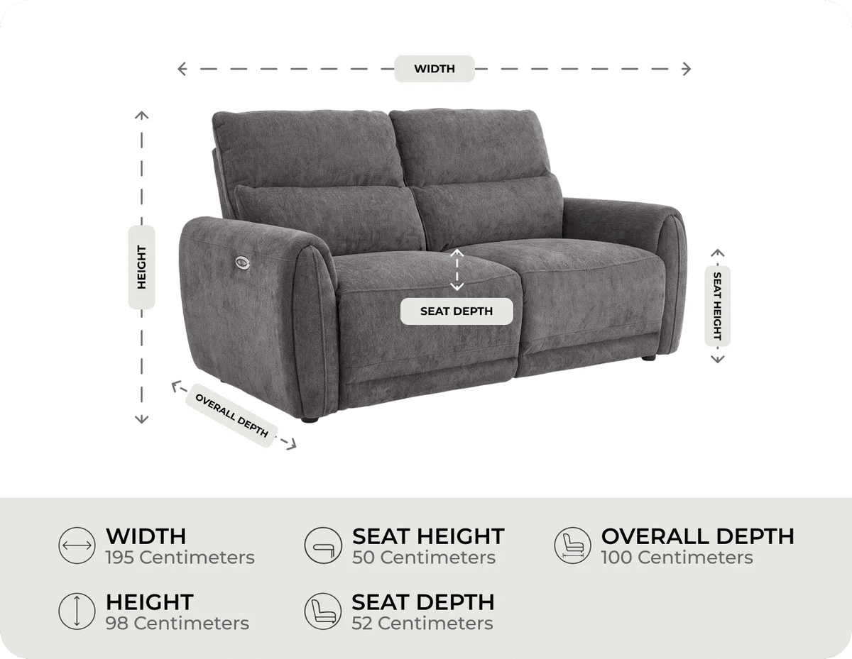 Manchester Charcoal Fabric Electric Recliner 3