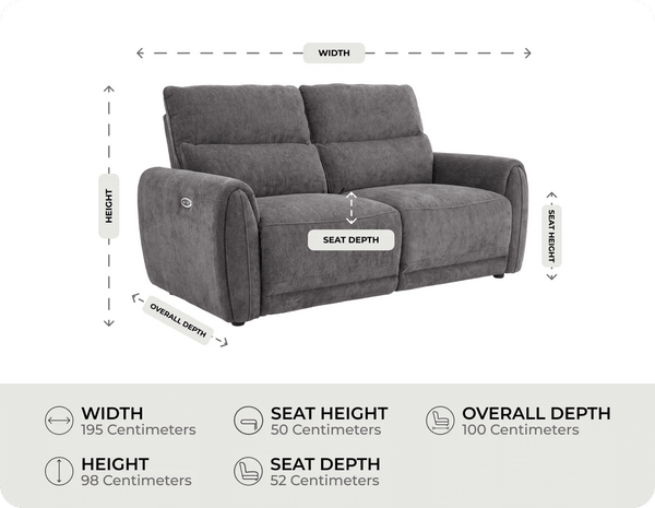 Manchester Charcoal Fabric Electric Recliner 3