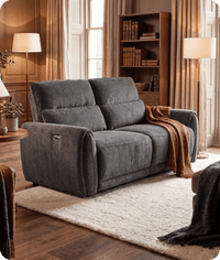 Manchester Charcoal Fabric Electric 3 Seater Sofa