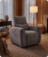 Manchester Charcoal Fabric Electric Recliner Armchair