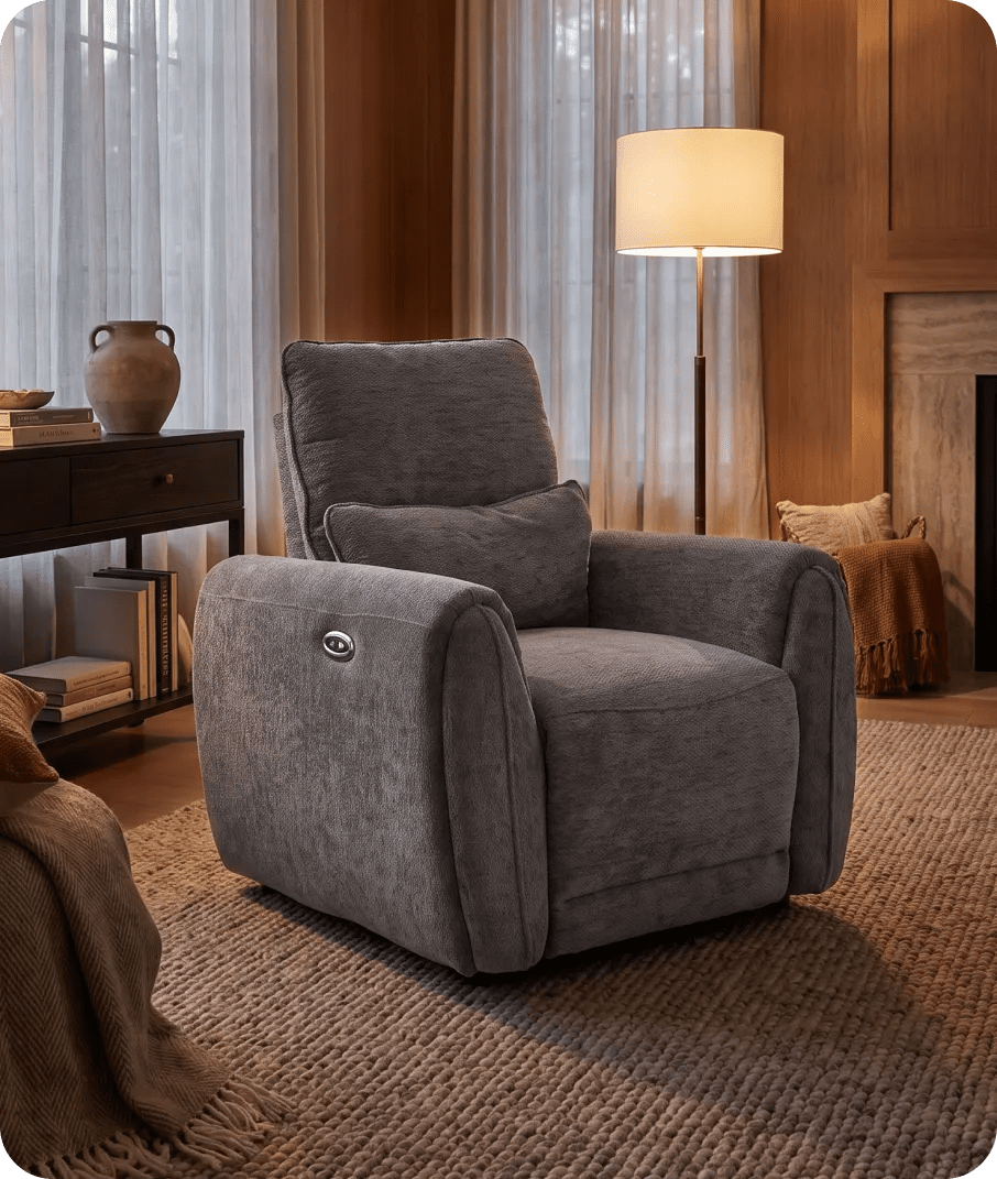 Manchester Charcoal Fabric Electric Recliner Armchair