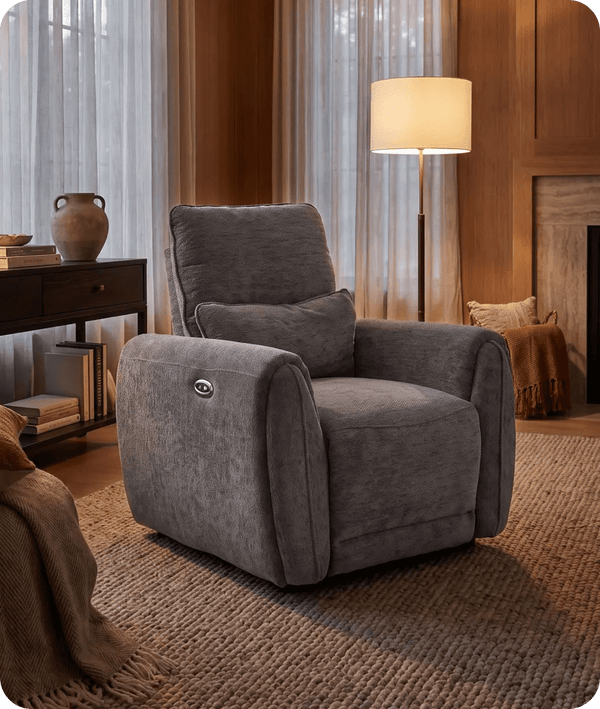 Manchester Charcoal Fabric Electric Recliner Armchair