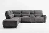 Manchester Charcoal Fabric Electric Recliner Left Hand Corner Sofa