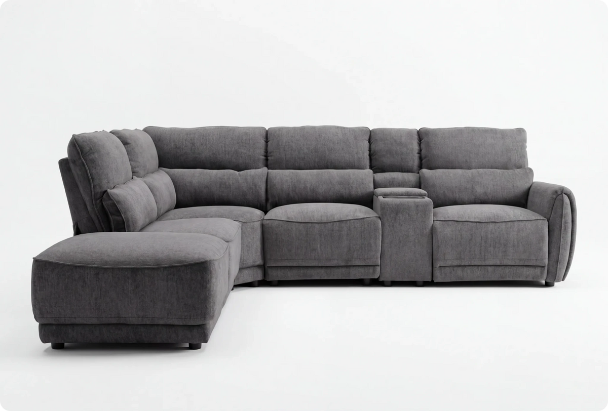 Manchester Charcoal Fabric Electric Recliner Left Hand Corner Sofa